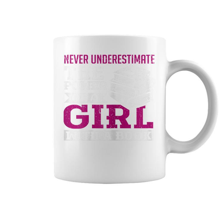 SOMMAS BOOKS Never Underestimate The Power Of a Girl With a Book Reading Graphic Print Coffee Mug