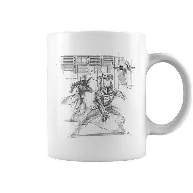 Star Wars The Book Of Boba Fett Group Shot Lives Sketch Graphic Print Coffee Mug