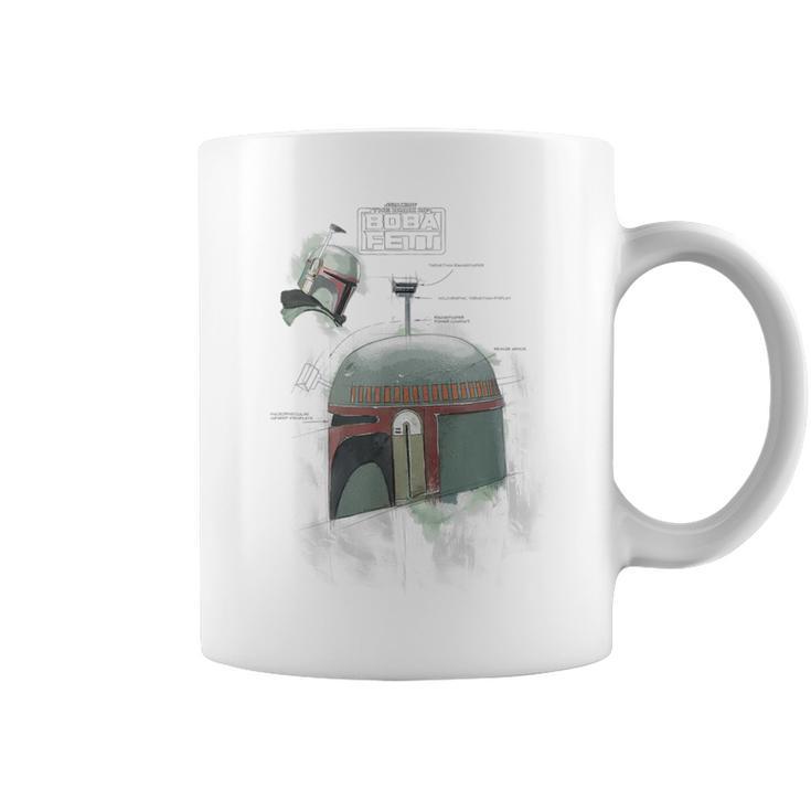 Star Wars The Book Of Boba Fett Helmet Schematic V-1 Graphic Print Coffee Mug