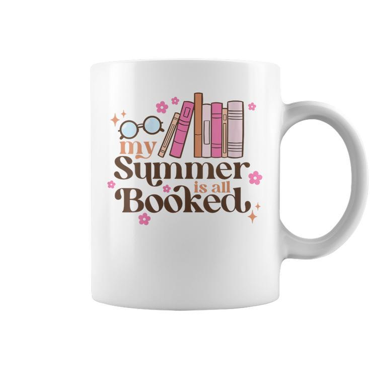 My Summer Is All Booked Retro Summer Book Lover Womens Girls Graphic Print Coffee Mug
