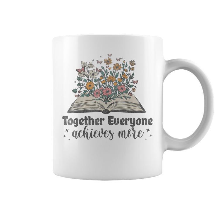 Together Everyone Achieves More Floral Book Reading Team Graphic Print Coffee Mug