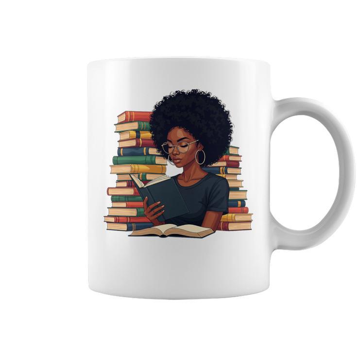 History Month Afro Women Girls Book Lover Librarian Premium Tri-Blend Graphic Print Coffee Mug