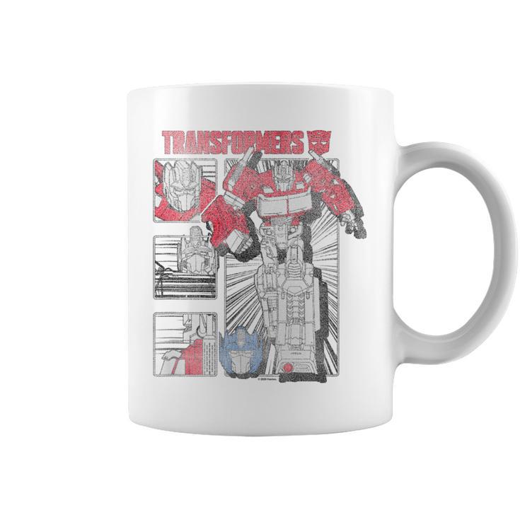 Transformers Optimus Prime Vintage Comic Book Style Panels Graphic Print Coffee Mug