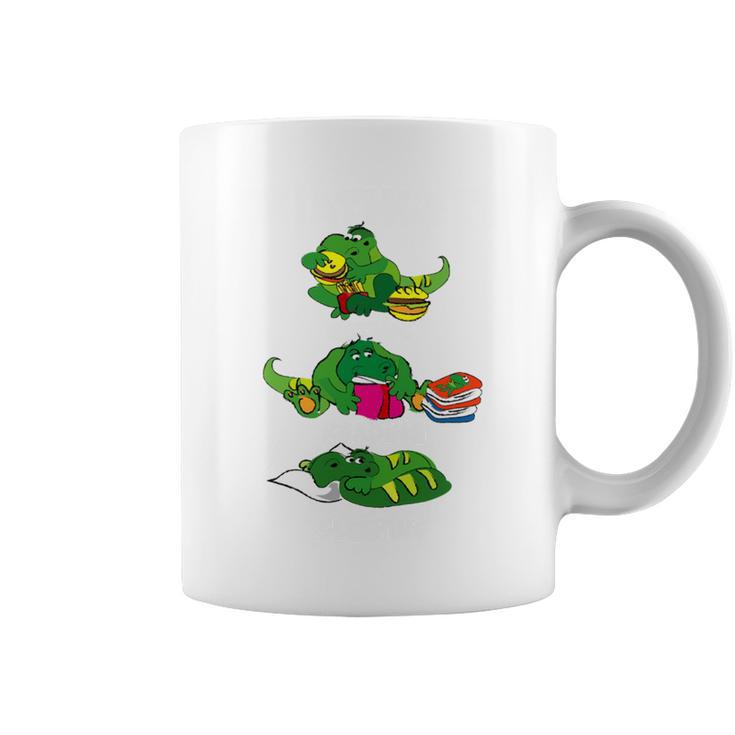 Triathlete Eating Sleeping Reading Dragon Book Graphic Print Coffee Mug