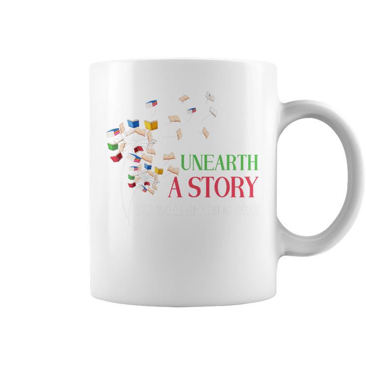 Unearth a Story Summer Reading 2026 Dandelion Books Readers Premium Tri-Blend Graphic Print Coffee Mug