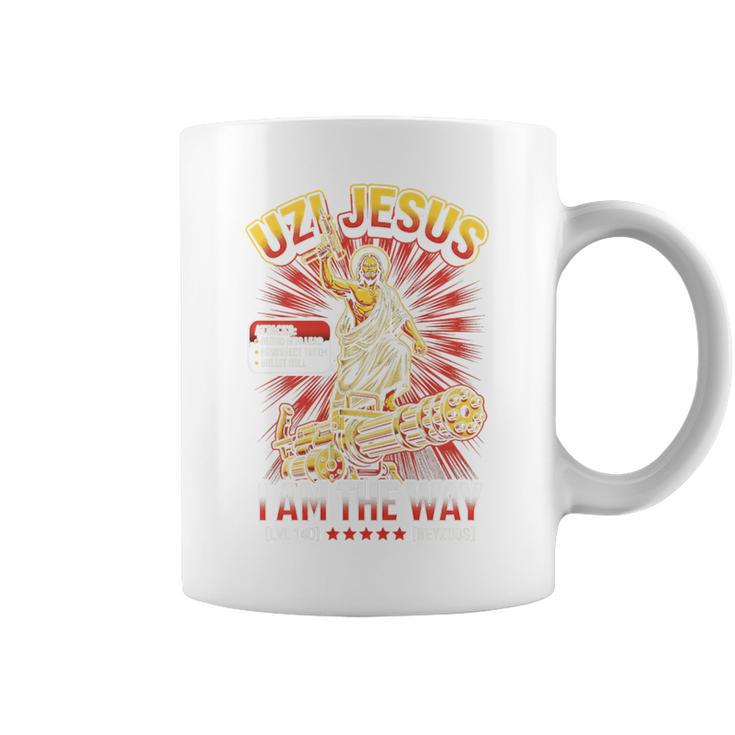 Uzi Jesus Tshirt RPG Books Christian Religion God Faith Premium Tri-Blend Graphic Print Coffee Mug
