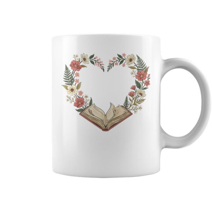 Vintage Book Lover Valentine Heart Premium Tri-Blend Graphic Print Coffee Mug