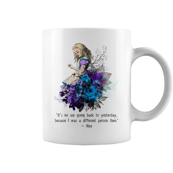 Vintage Book Quote It’s No Use Going Back To Yesterday Graphic Print Coffee Mug