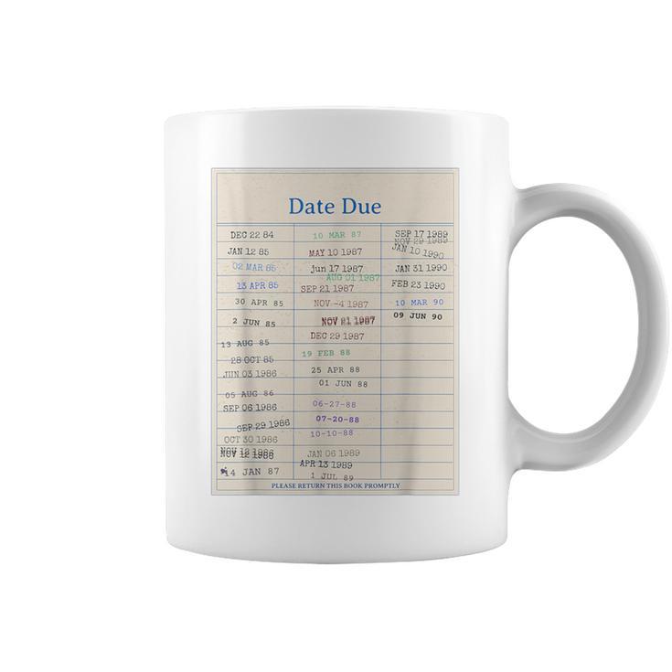 Vintage Library Due Date Card For Book Lovers Librarians Graphic Print Coffee Mug