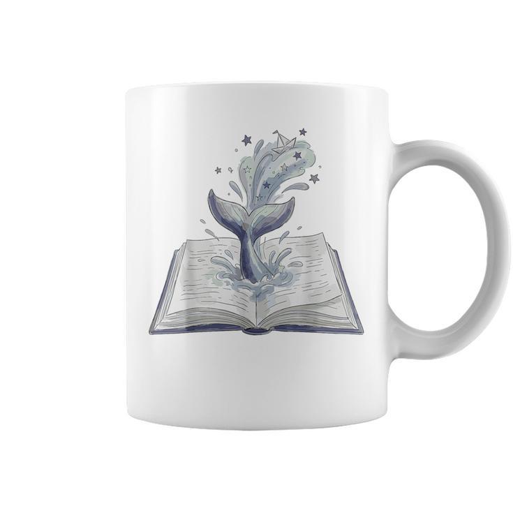 Whale Watching Dive Into Reading Open Book Watercolor Kids Graphic Print Coffee Mug