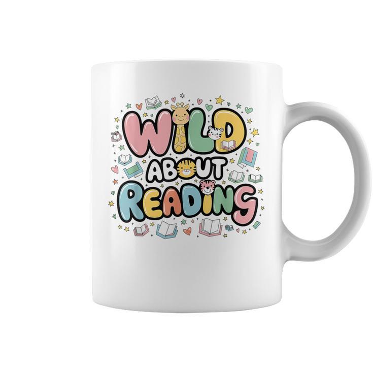 Wild About Reading Animal Bookworm Library Book Lover Reader Graphic Print Coffee Mug