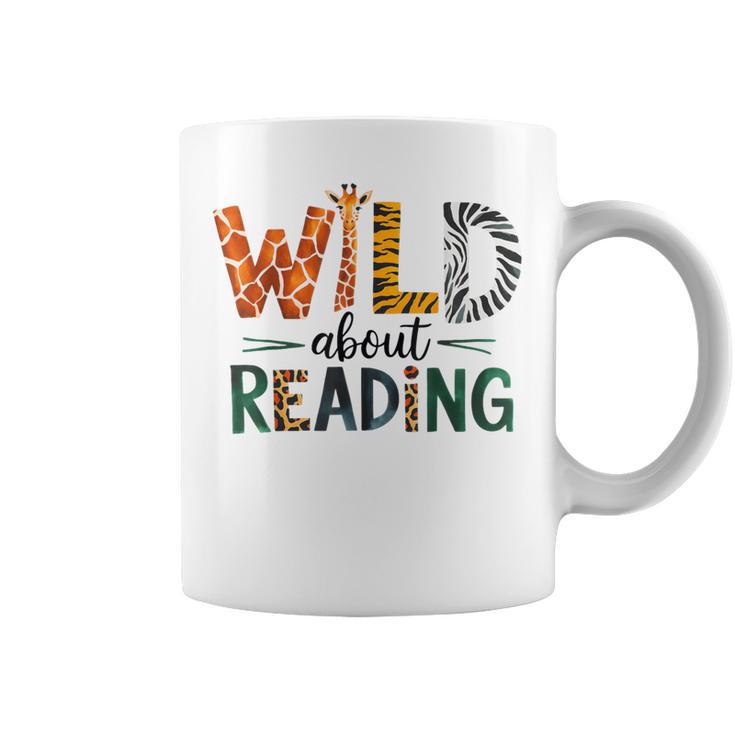 Wild About Reading Library Day Reading Books And Bookworm Graphic Print Coffee Mug