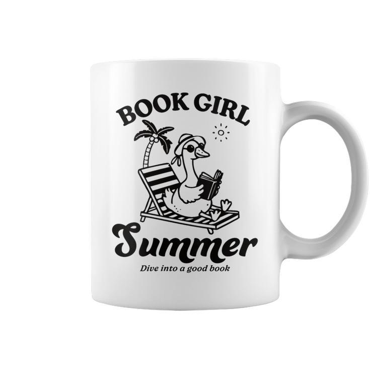 Women's Book Girl Summer Reading Duck Retro Beach Vacation Bookworm Graphic Print Coffee Mug