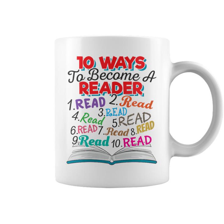 Women's Book Lover 10 Ways To Become a Reader Quote Graphic Print Coffee Mug