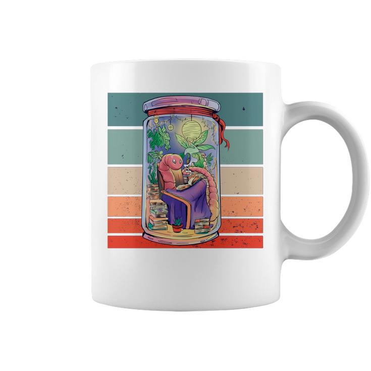 Worm Cozy Reading Books Plants Lamp Relaxation Nature Animal Graphic Print Coffee Mug