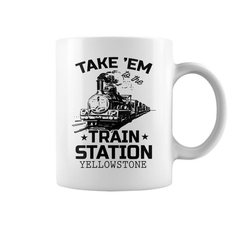 Yellowstone Llevar Em A La Estación De Tren Divertido Cuello Taza de café