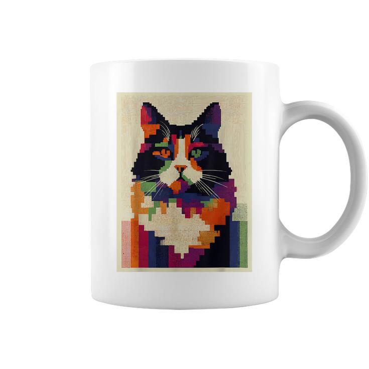 カラフル メインクーン 猫 芸術的 猫 動物 幾何学 アート コーヒーマグ