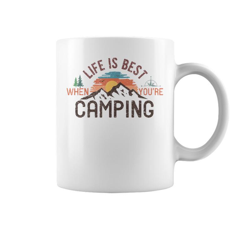 キャンプ おもしろ 楽しい 登山 キャンプしているときが人生最高 コーヒーマグ