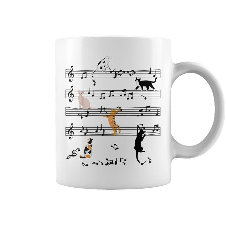 楽しい 猫 登る トランプ 楽譜 猫の音符 コーヒーマグ
