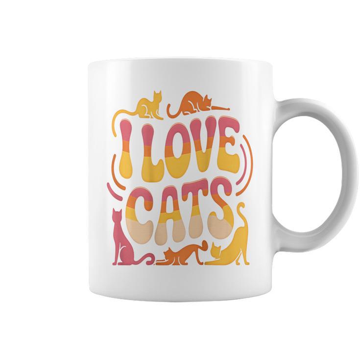 バックプリント 猫好き 引用 おもしろ猫 ミーム I Love Cats コーヒーマグ