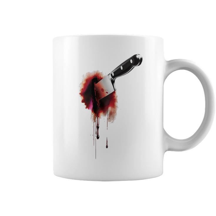 血まみれのナイフ シャツ ハロウィン ホラー 血しぶき コーヒーマグ