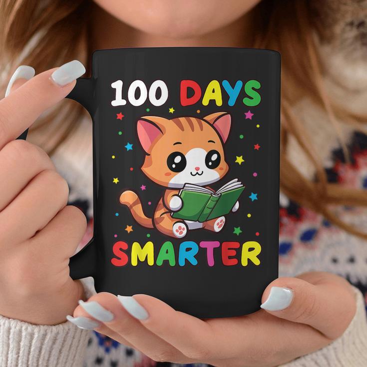 100 Days Smarter Happy Cute Cat Reading A Book Graphic Print Coffee Mug Unique Gifts