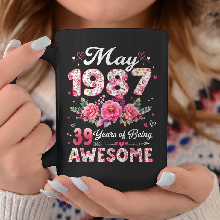 39歳 1987年5月 花柄 39歳 誕生日 男性 女性 コーヒーマグ 面白い贈り物