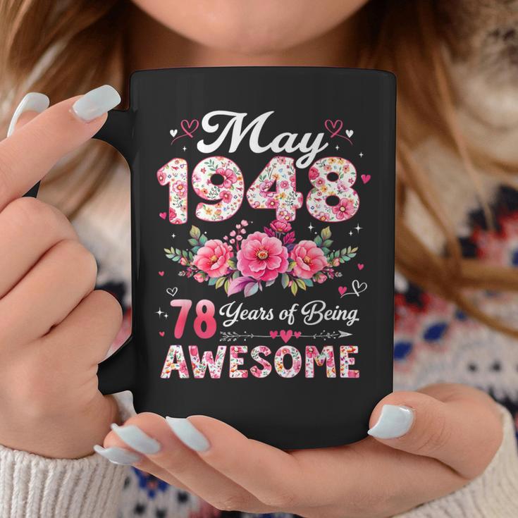 78歳 1948年5月 花柄 78歳 誕生日 男性 女性 コーヒーマグ 面白い贈り物