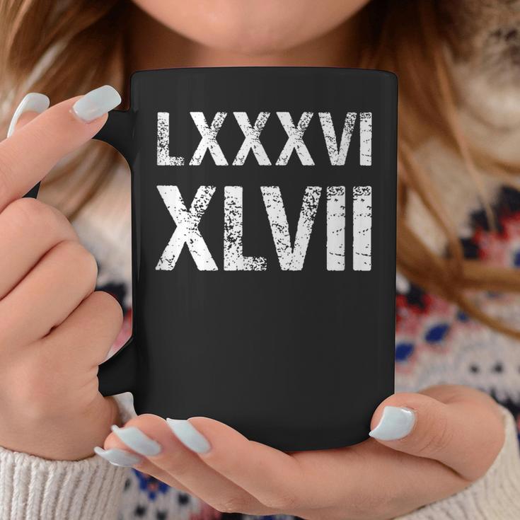 8647 ローマ数字 抗議ヴィンテージアンティーク調 Lxxxvi Xlvii コーヒーマグ 面白い贈り物