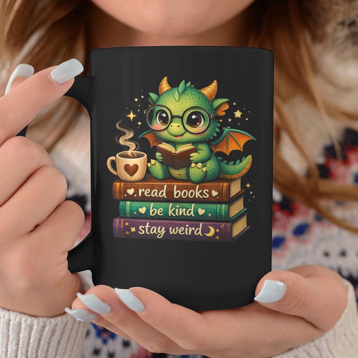 Adorable Dragon Read Books Be Kind Stay Weird Fantasy Lover Graphic Print Coffee Mug Unique Gifts