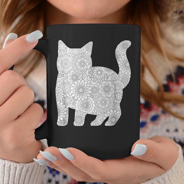 Adult Coloring Book CAT Mandala Flowers T-Shirt Graphic Print Coffee Mug Unique Gifts Adult Coloring Book CAT Mandala Flowers T-Shirt Graphic Print Coffee Mug Unique Gifts