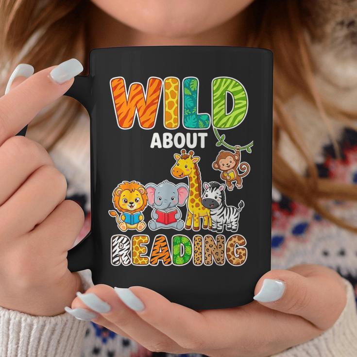 Animal Print For Boys Girls Kids Wild About Reading Books Graphic Print Coffee Mug Unique Gifts