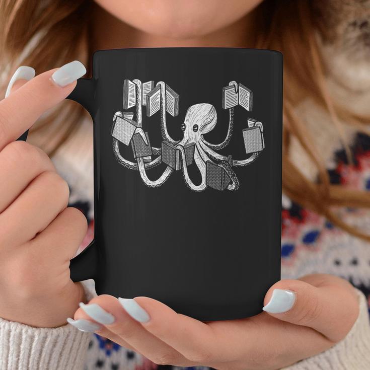 Armed With Knowledge Book Loving Octopus Librarian Art Graphic Print Coffee Mug Unique Gifts