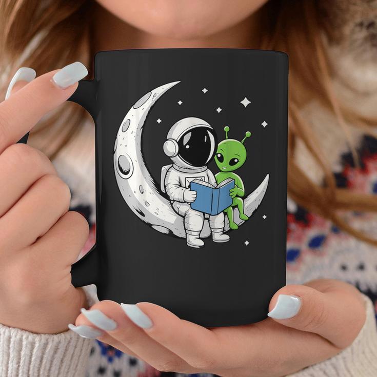 Astronaut Alien Reading Book Moon Space Graphic Print Coffee Mug Unique Gifts