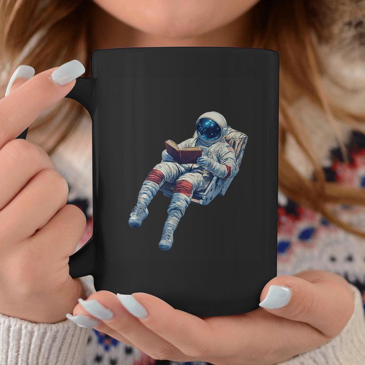 Astronaut Reading Book Sci-Fi Enthusiast Graphic Print Coffee Mug Unique Gifts