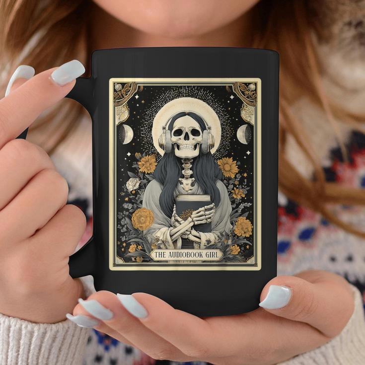 The Audiobook Girl Books Headphones Tarot Card Skeleton Graphic Print Coffee Mug Unique Gifts