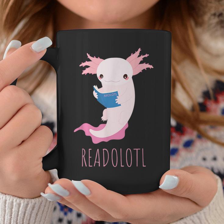 AXOLOTL Reads a Book READOLOTL Bookworm Axolotl Graphic Print Coffee Mug Unique Gifts