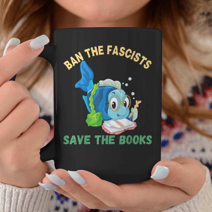 Ban The Fascists Save The Books Book Lover Worm Fish Graphic Print Coffee Mug Unique Gifts