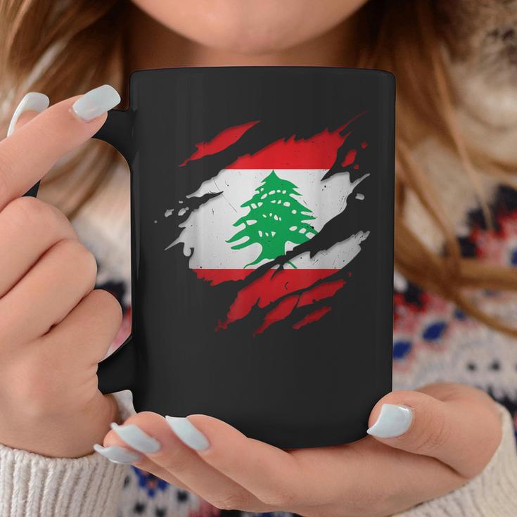 Bandera De Líbano Desgarrada Taza de café Regalos divertidos