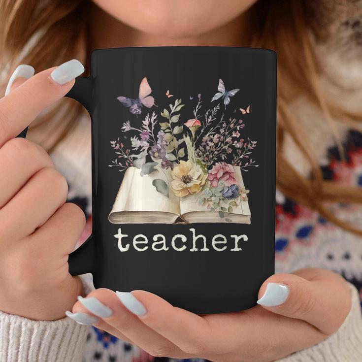 Beautiful Floral Open Book Teacher Men Women Graphic Print Coffee Mug Unique Gifts