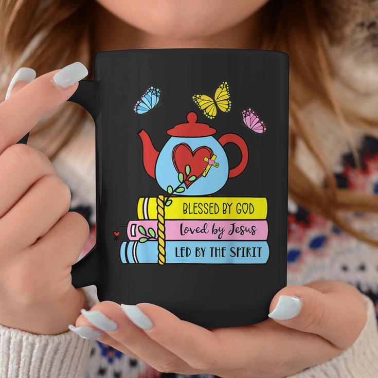 Blessed By God Loved By Jesus Book Lovers Graphic Print Coffee Mug Unique Gifts