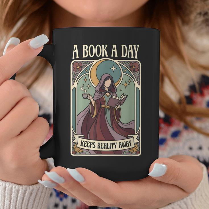 A Book a Day Keeps Reality Away Fairy Reading Tarot Card Graphic Print Coffee Mug Unique Gifts A Book a Day Keeps Reality Away Fairy Reading Tarot Card Graphic Print Coffee Mug Unique Gifts
