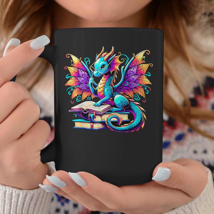 Book Dragon Reading Graphic Print Coffee Mug Unique Gifts