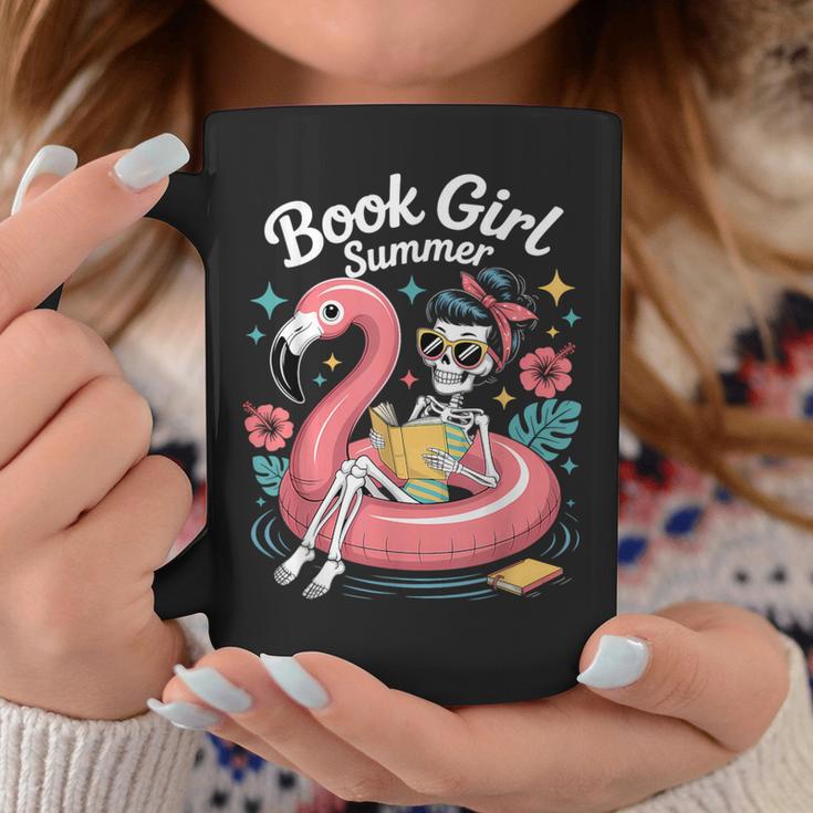 Book Girl Summer Skeleton Reading Books Lovers Beach Graphic Print Coffee Mug Unique Gifts