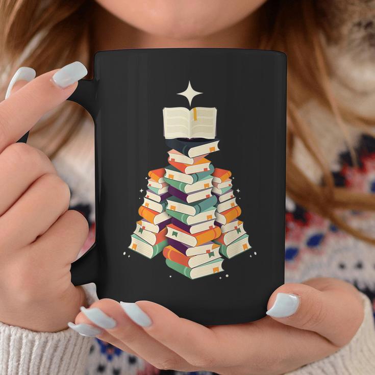 Book Lover Bookworm Librarian Merry Christmas Tree Graphic Print Coffee Mug Unique Gifts