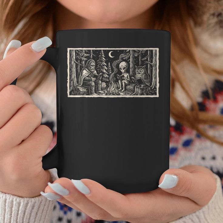Book Lover Cryptid Book Club Meme Bigfoot Alien Reader Graphic Print Coffee Mug Unique Gifts