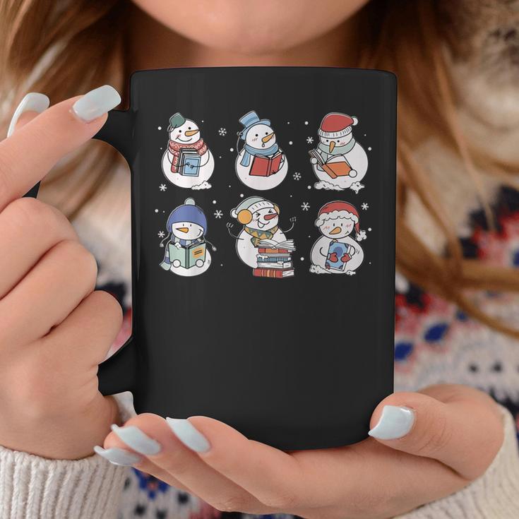 Book Lover Teacher Snowman Reading Books Christmas Winter Graphic Print Coffee Mug Unique Gifts
