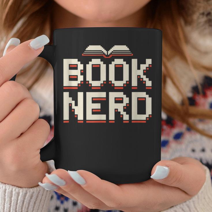 Book Nerd Retro Pixel Reading Librarian Aesthetic Graphic Print Coffee Mug Unique Gifts