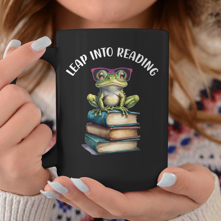 Book Reading Cute Frog Leap Into Reading Graphic Print Coffee Mug Unique Gifts