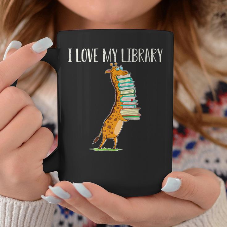 Book Reading Giraffe I Love My Library Graphic Print Coffee Mug Unique Gifts